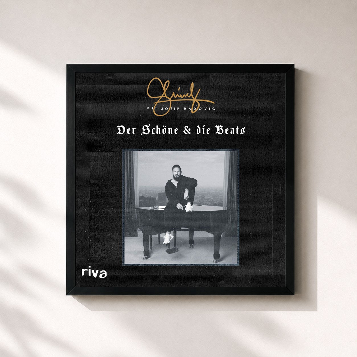 #noir Tableau carré de l'album Der Schöne und die Beats de Shindy, cadre noir 32x32 cm