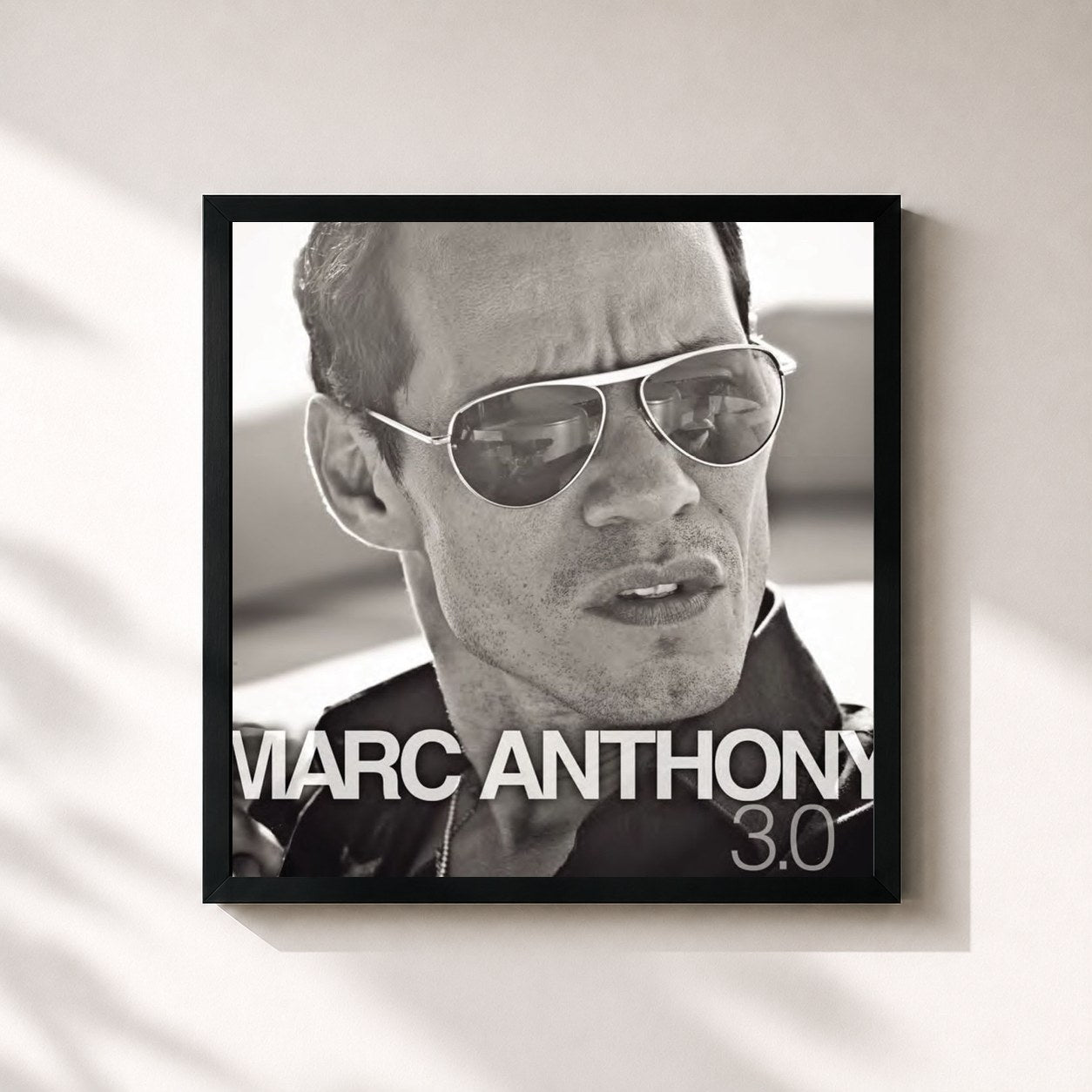 #noir Tableau carré de l'album 3.0 de Marc Anthony, cadre noir 32x32 cm