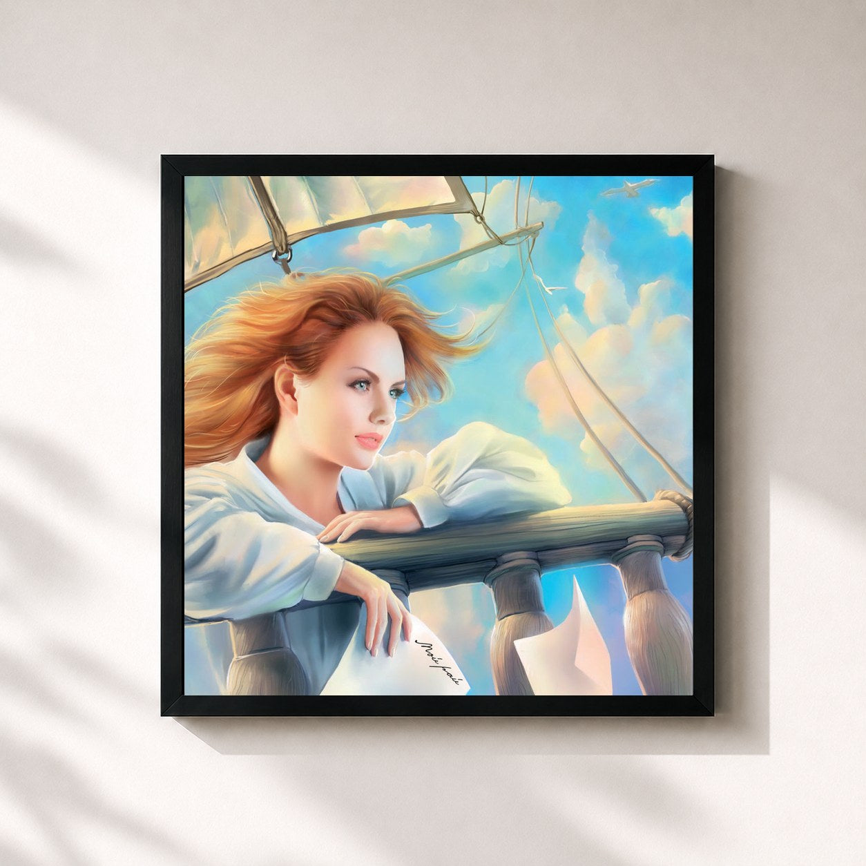 #noir Tableau carré de l'album Moy Ray de Maksim, cadre noir 32x32 cm
