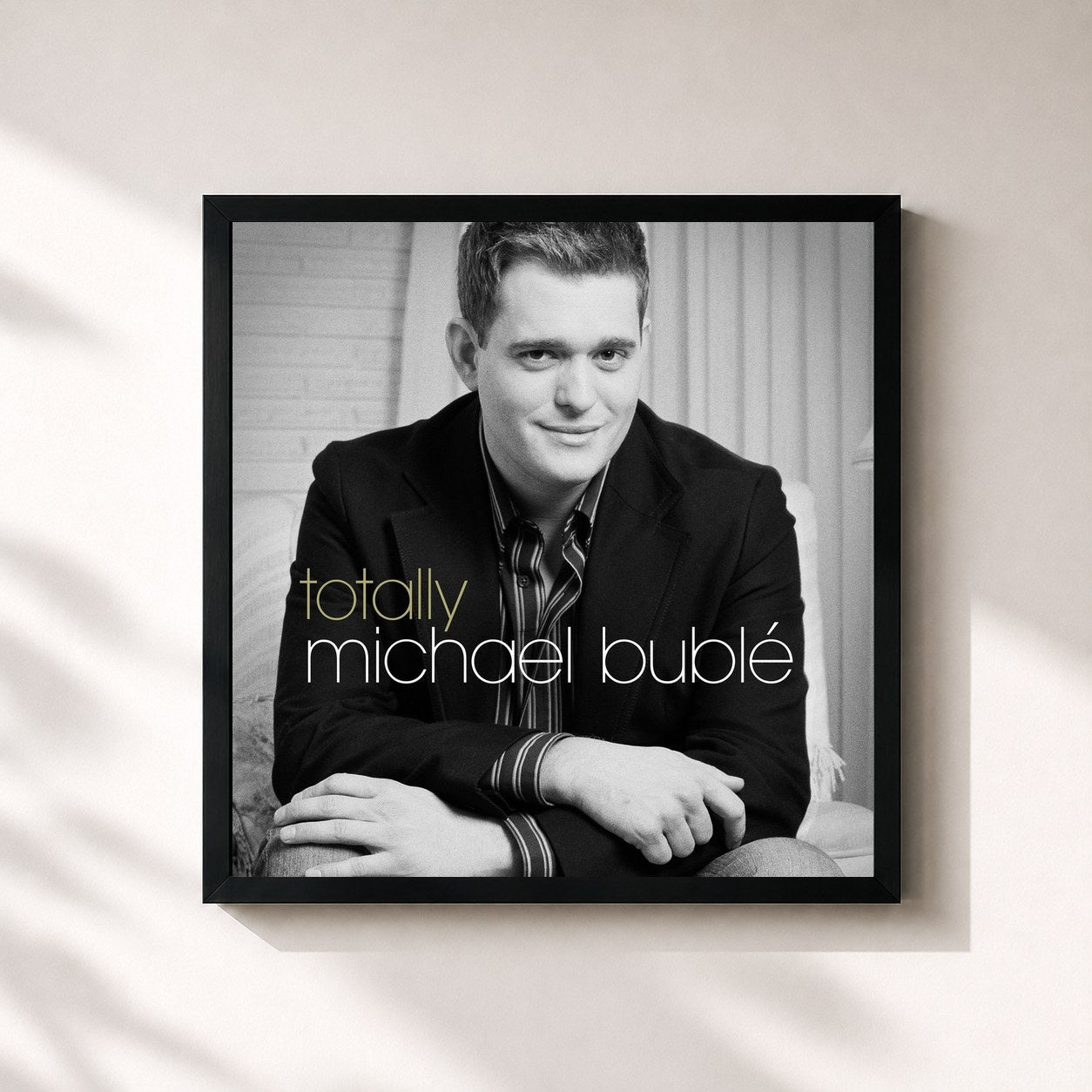 #noir Tableau carré de l'album Totally Bublé de Michael Bublé, cadre noir 32x32 cm