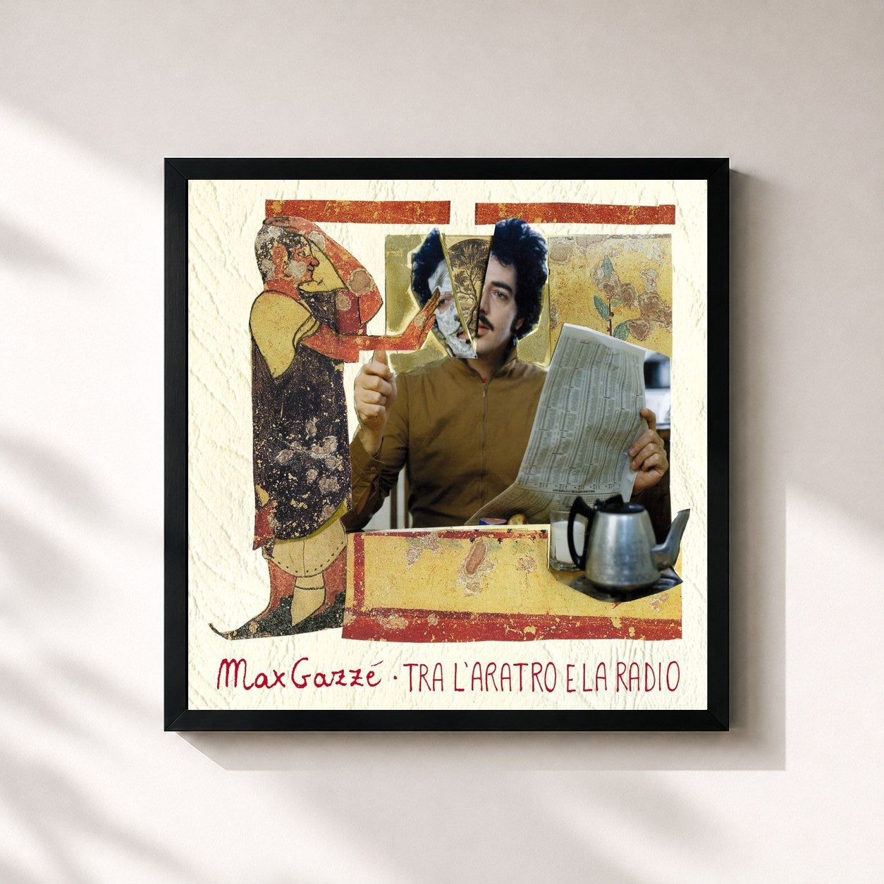#noir Tableau carré de l'album Tra L'Aratro E La Radio de Max Gazzè, cadre noir 32x32 cm