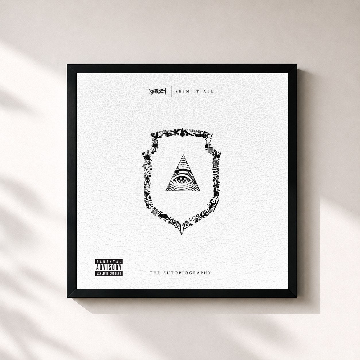 #noir Tableau carré de l'album Seen It All: The Autobiography (Deluxe) de Jeezy, cadre noir 32x32 cm