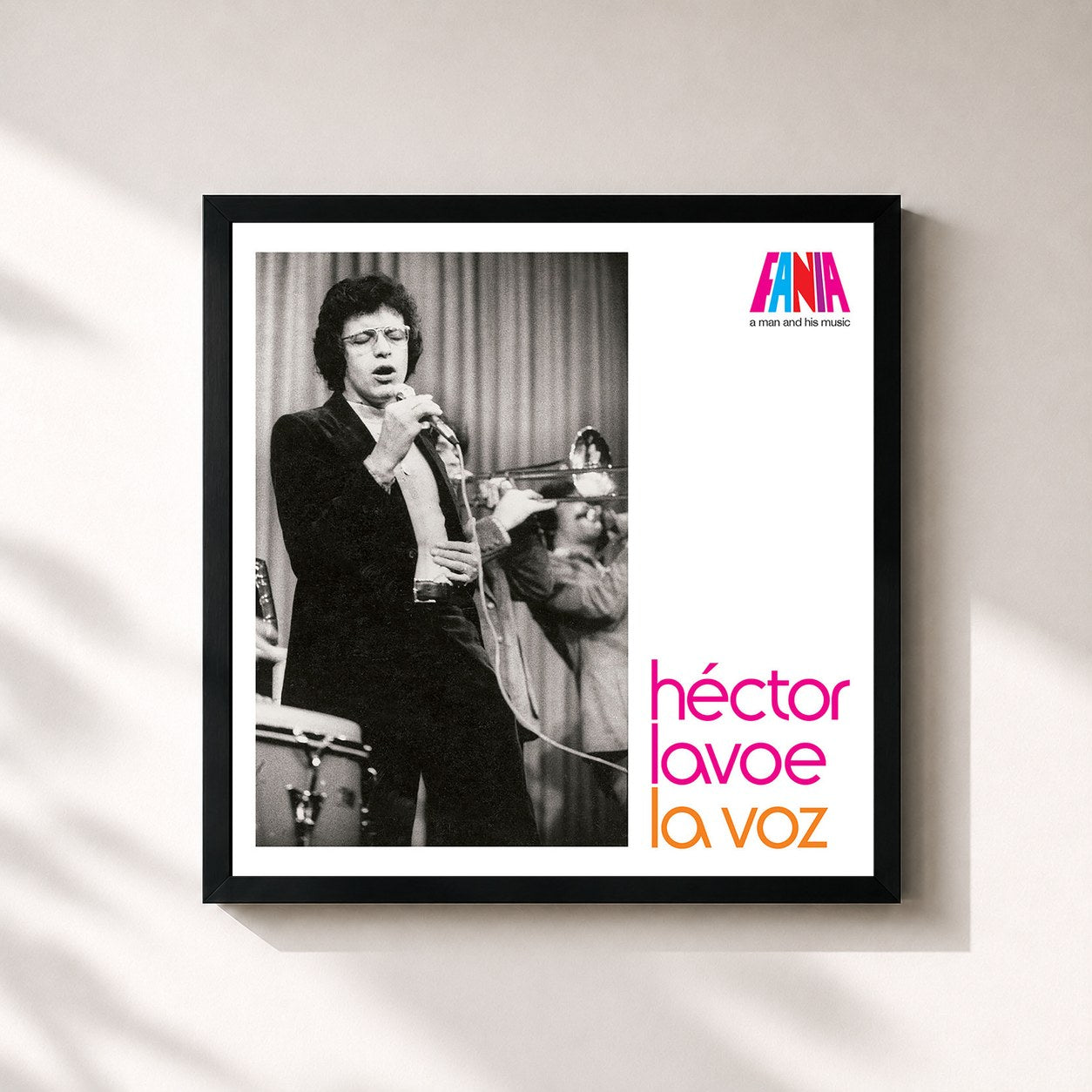 #noir Tableau carré de l'album A Man And His Music: La Voz de Héctor Lavoe, cadre noir 32x32 cm