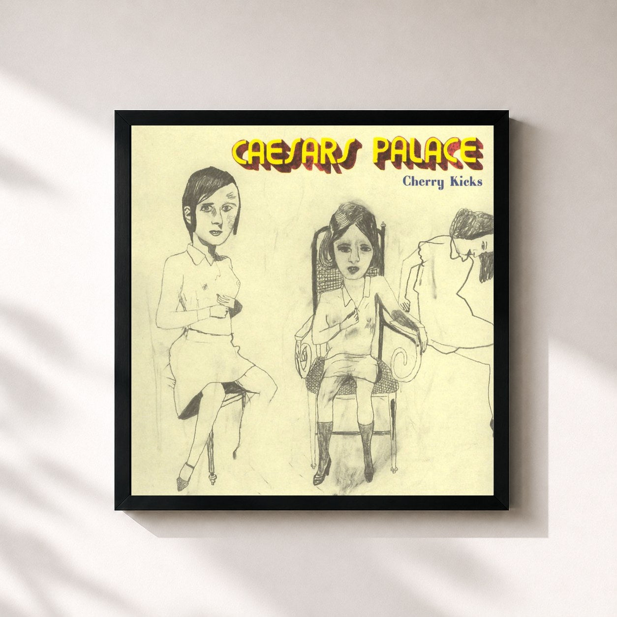 #noir Tableau carré de l'album Cherry Kicks de Caesars, cadre noir 32x32 cm