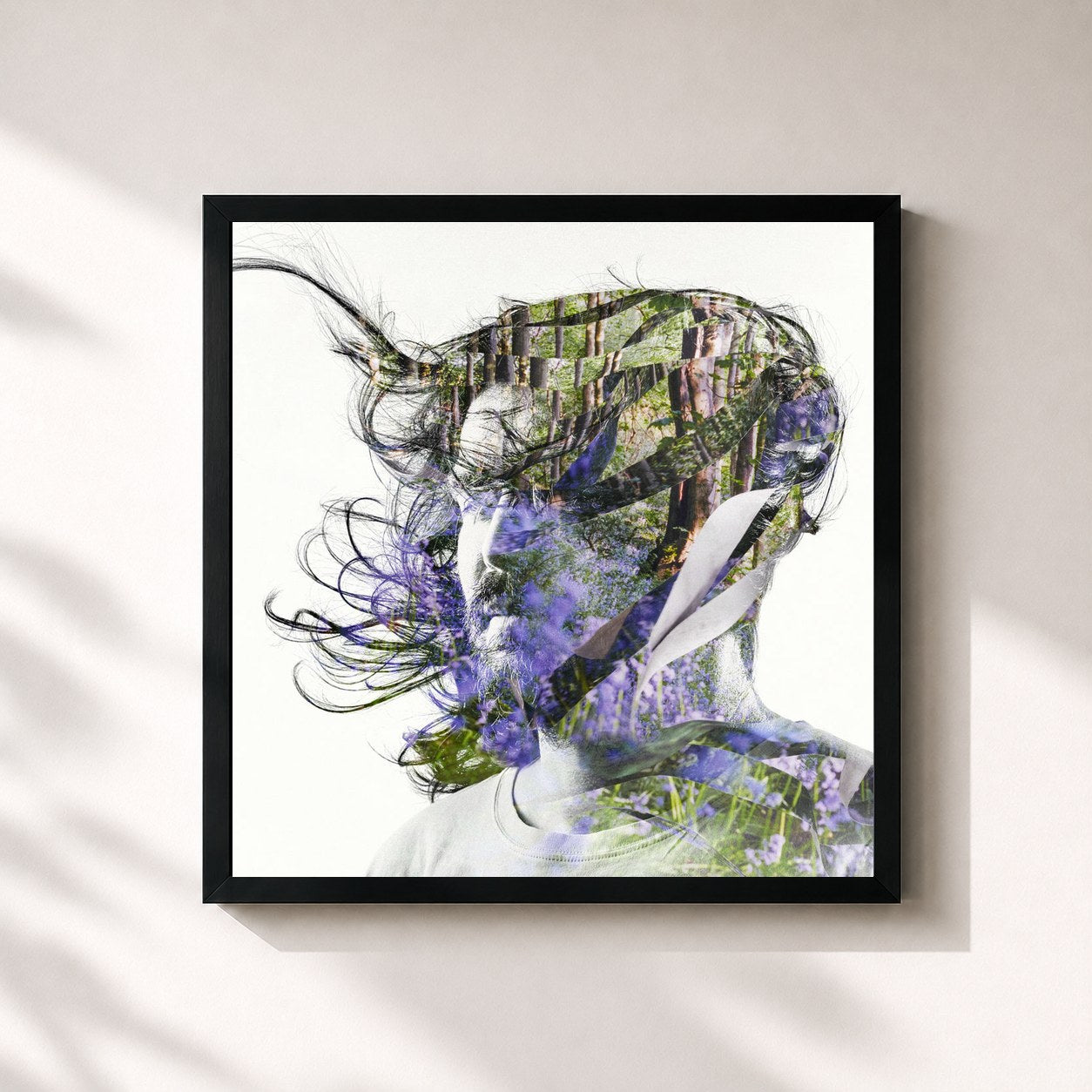 #noir Tableau carré de l'album Ribbons de Bibio, cadre noir 32x32 cm