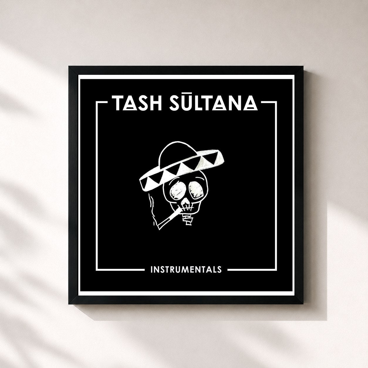 #noir Tableau carré de l'album Instrumentals de Tash Sultana, cadre noir 32x32 cm