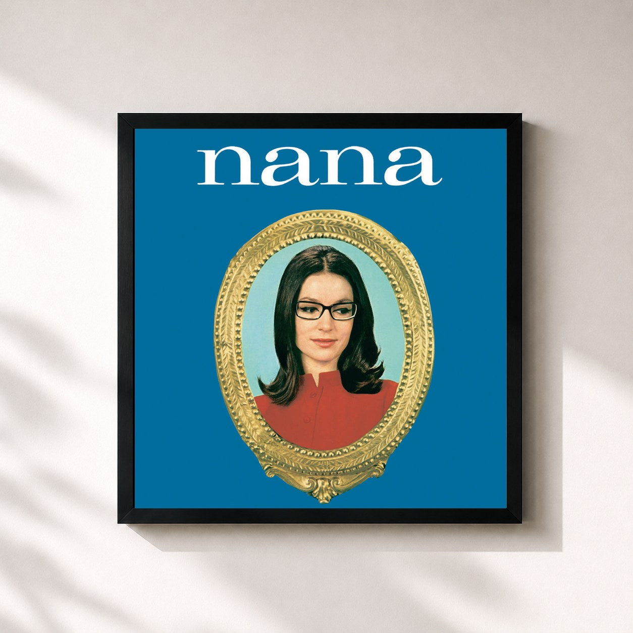 #noir Tableau carré de l'album Je Me Souviens de Nana Mouskouri, cadre noir 32x32 cm