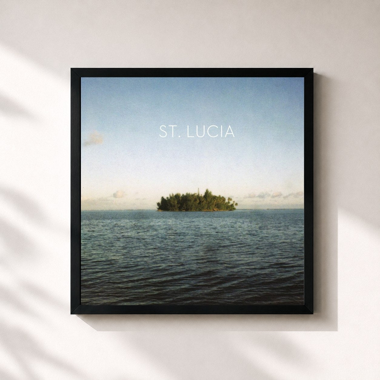 #noir Tableau carré de l'album St. Lucia de St. Lucia, cadre noir 32x32 cm