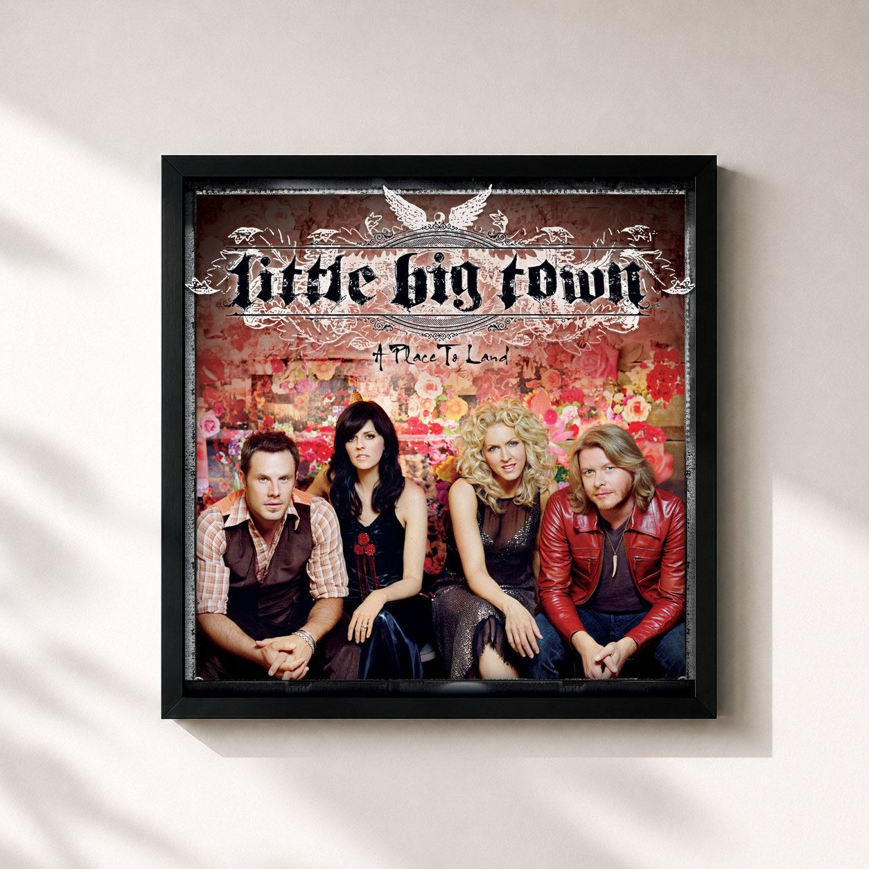 #noir Tableau carré de l'album A Place To Land de Little Big Town, cadre noir 32x32 cm