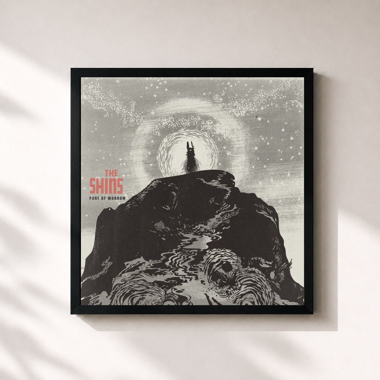 #noir Tableau carré de l'album Port Of Morrow de The Shins, cadre noir 32x32 cm