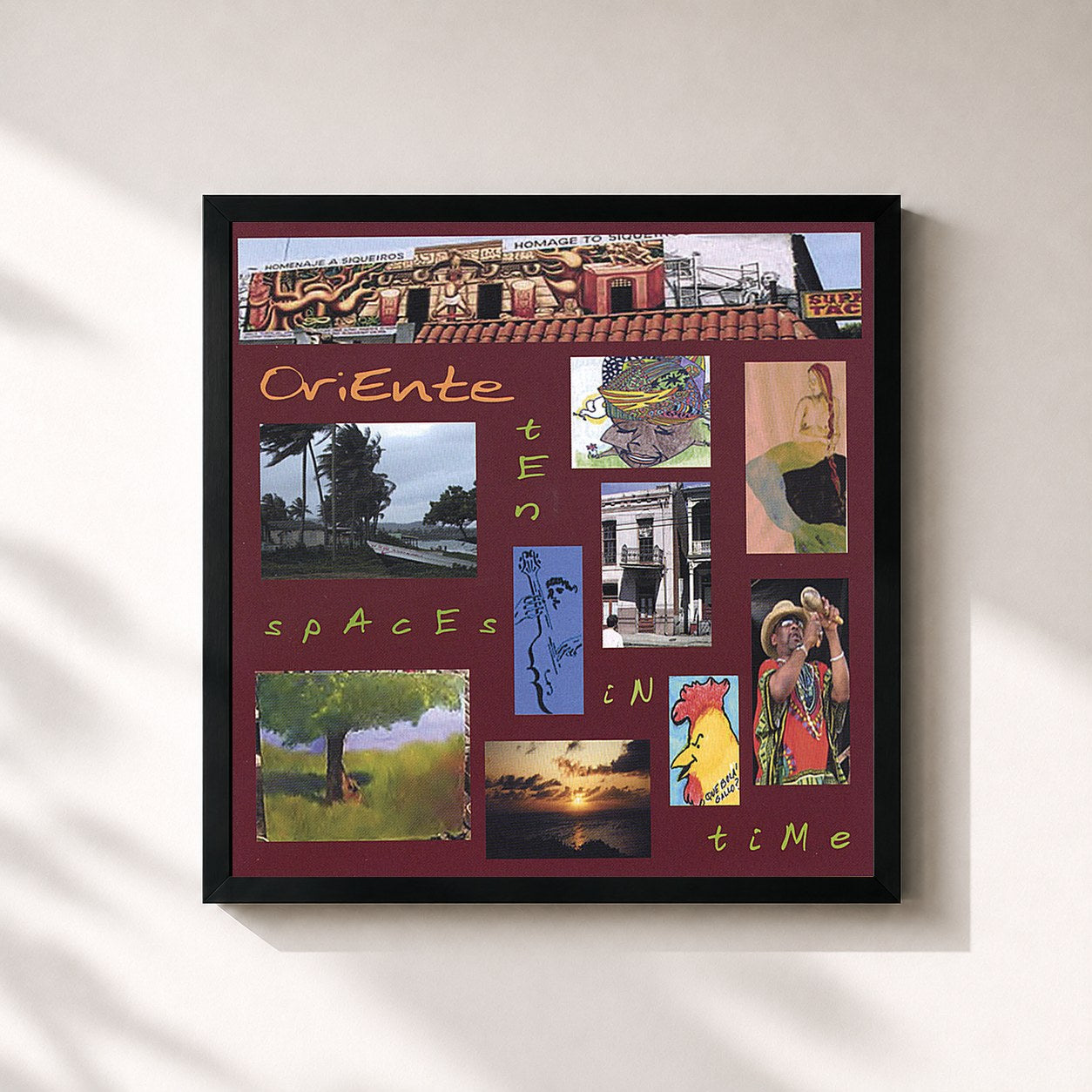 #noir Tableau carré de l'album Ten Spaces In Time de Oriente, cadre noir 32x32 cm