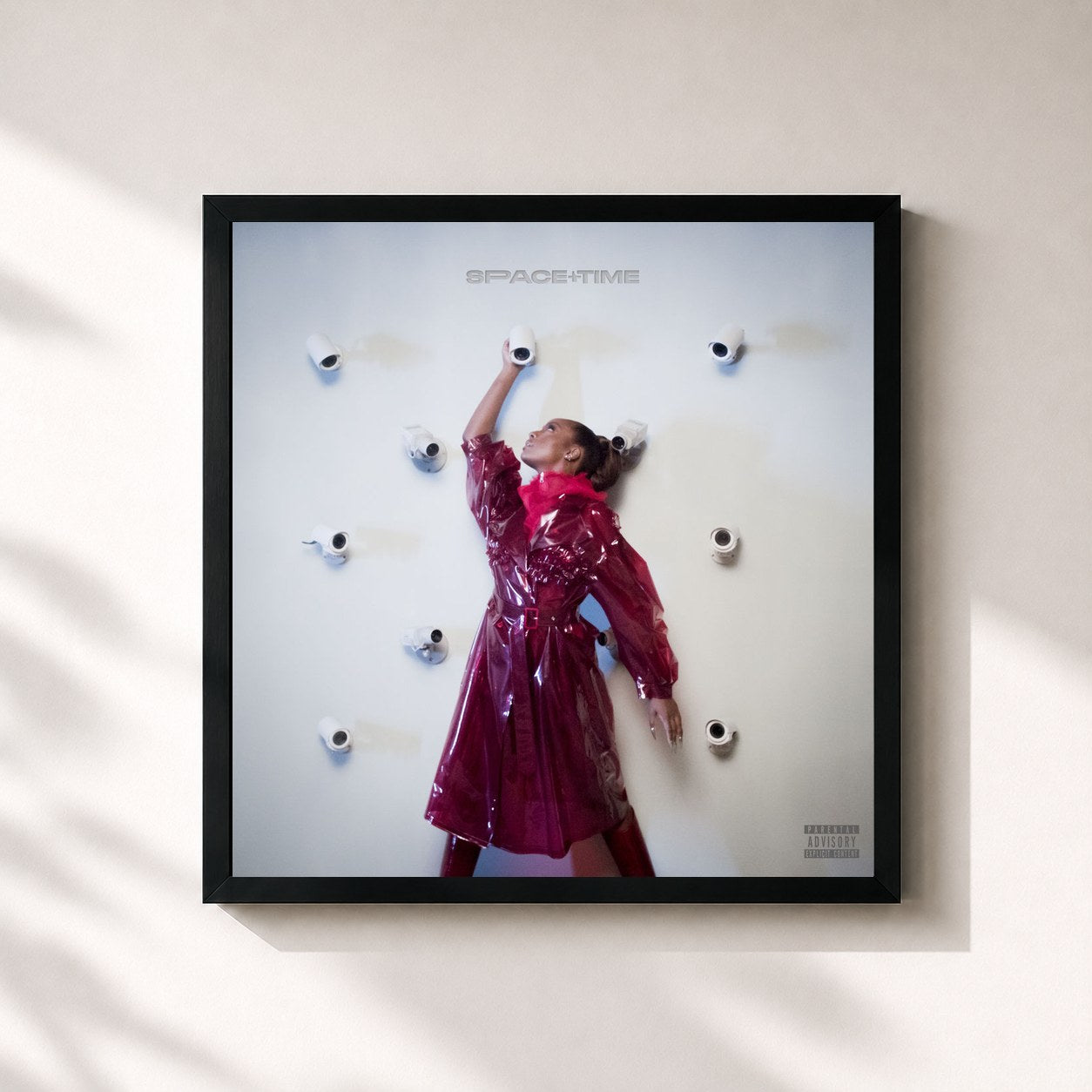 #noir Tableau carré de l'album Space and Time de Justine Skye, cadre noir 32x32 cm