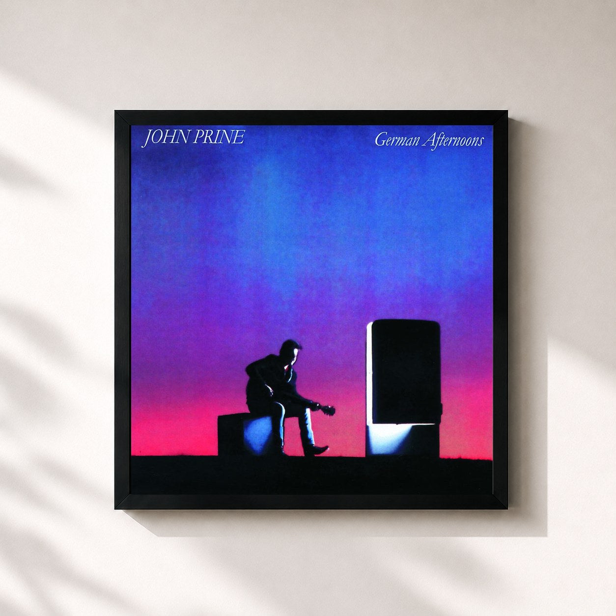 #noir Tableau carré de l'album German Afternoons de John Prine, cadre noir 32x32 cm