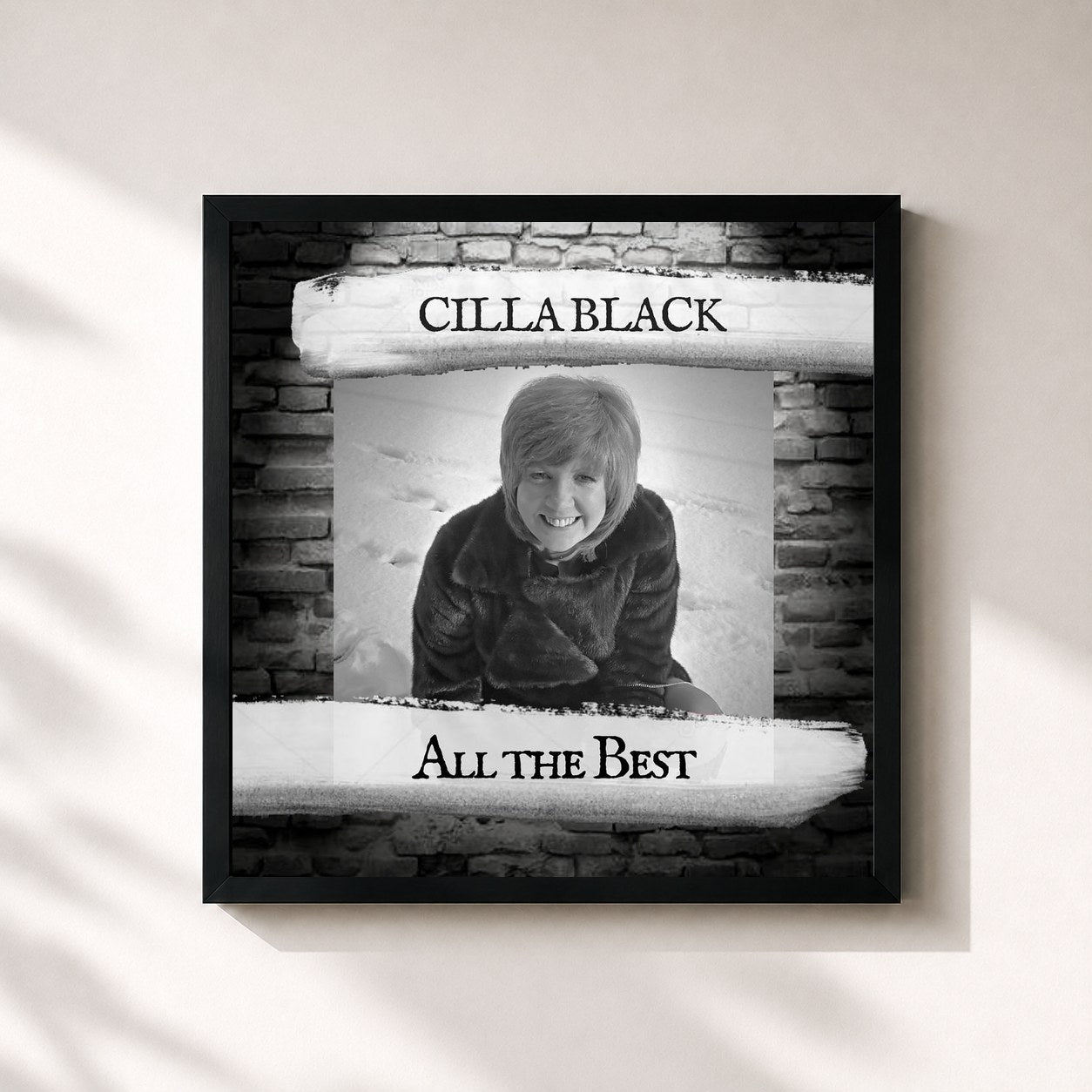 #noir Tableau carré de l'album All The Best de Cilla Black, cadre noir 32x32 cm