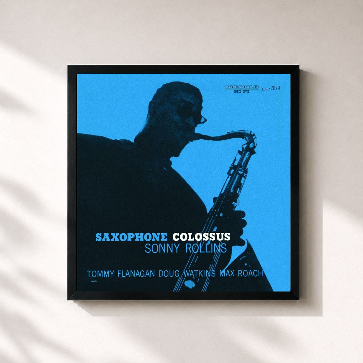 #noir Tableau carré de l'album Saxophone Colossus de Sonny Rollins, cadre noir 32x32 cm