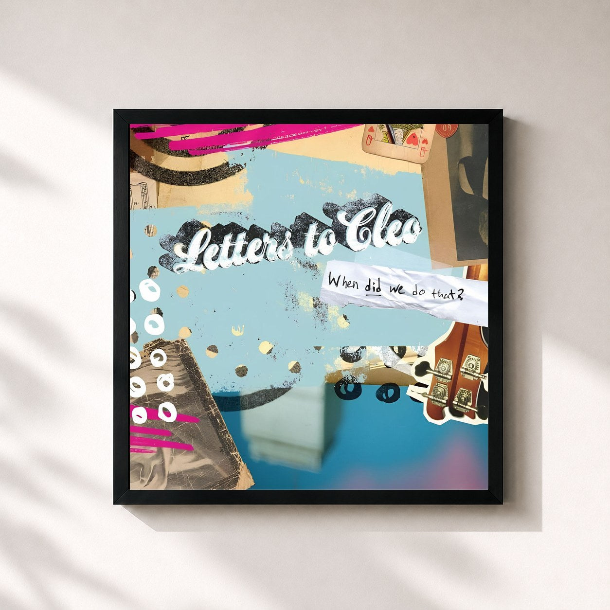 #noir Tableau carré de l'album When Did We Do That? de Letters to Cleo, cadre noir 32x32 cm