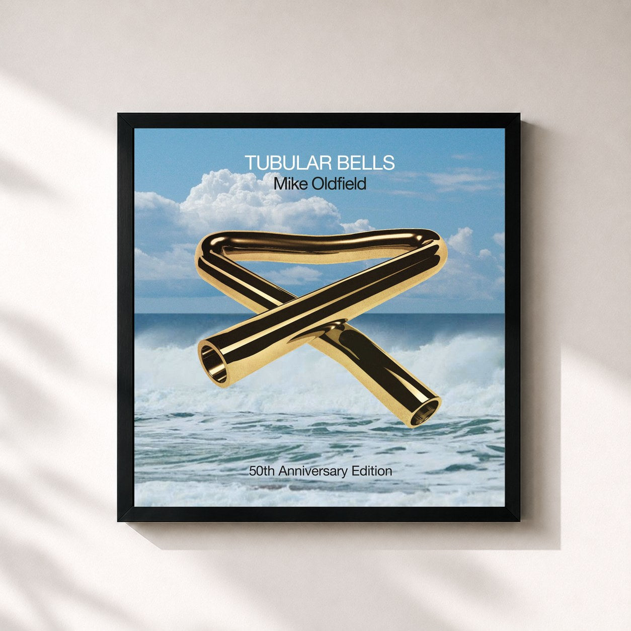 #noir Tableau carré de l'album Tubular Bells (50th Anniversary) de Mike Oldfield, cadre noir 32x32 cm