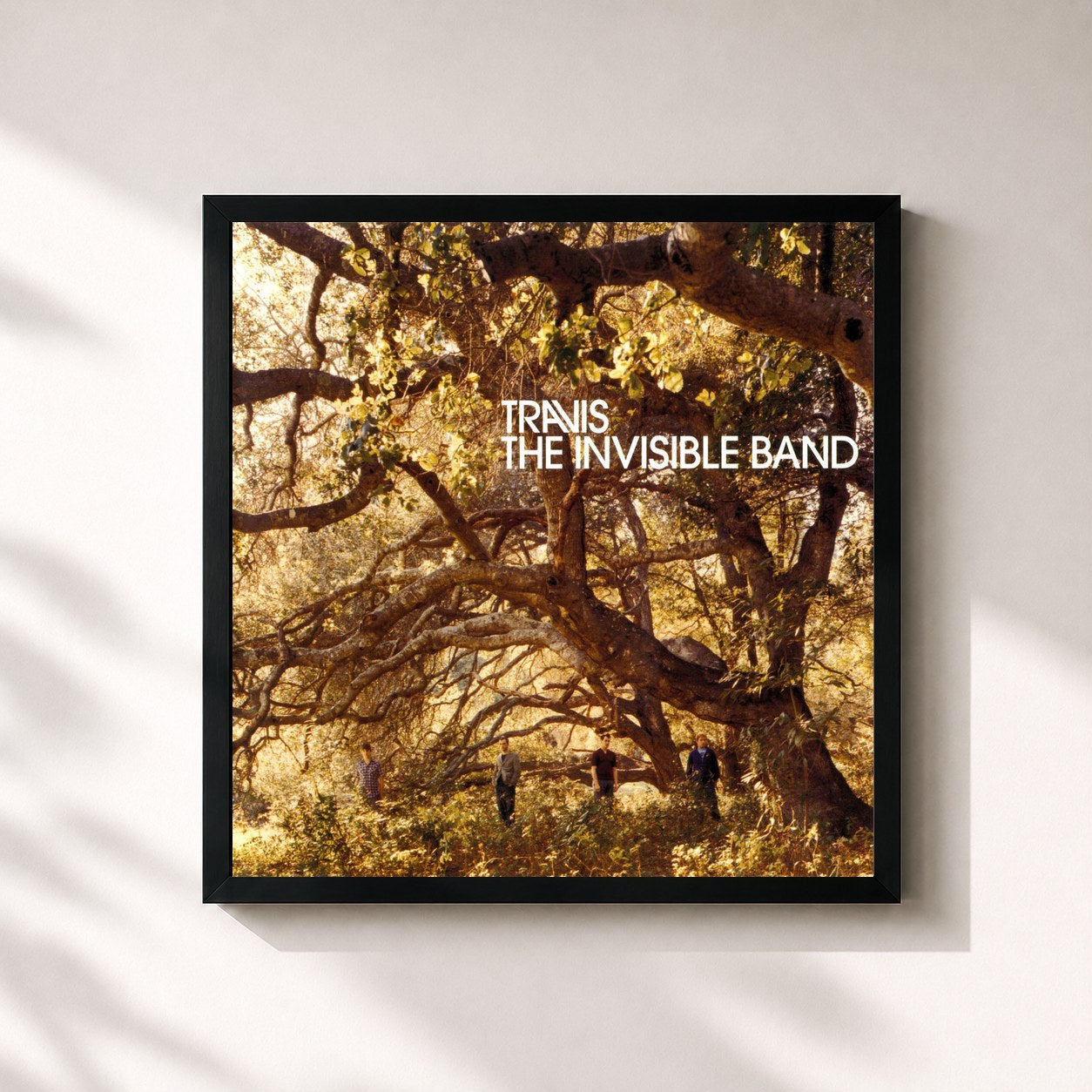 #noir Tableau carré de l'album The Invisible Band de Travis, cadre noir 32x32 cm