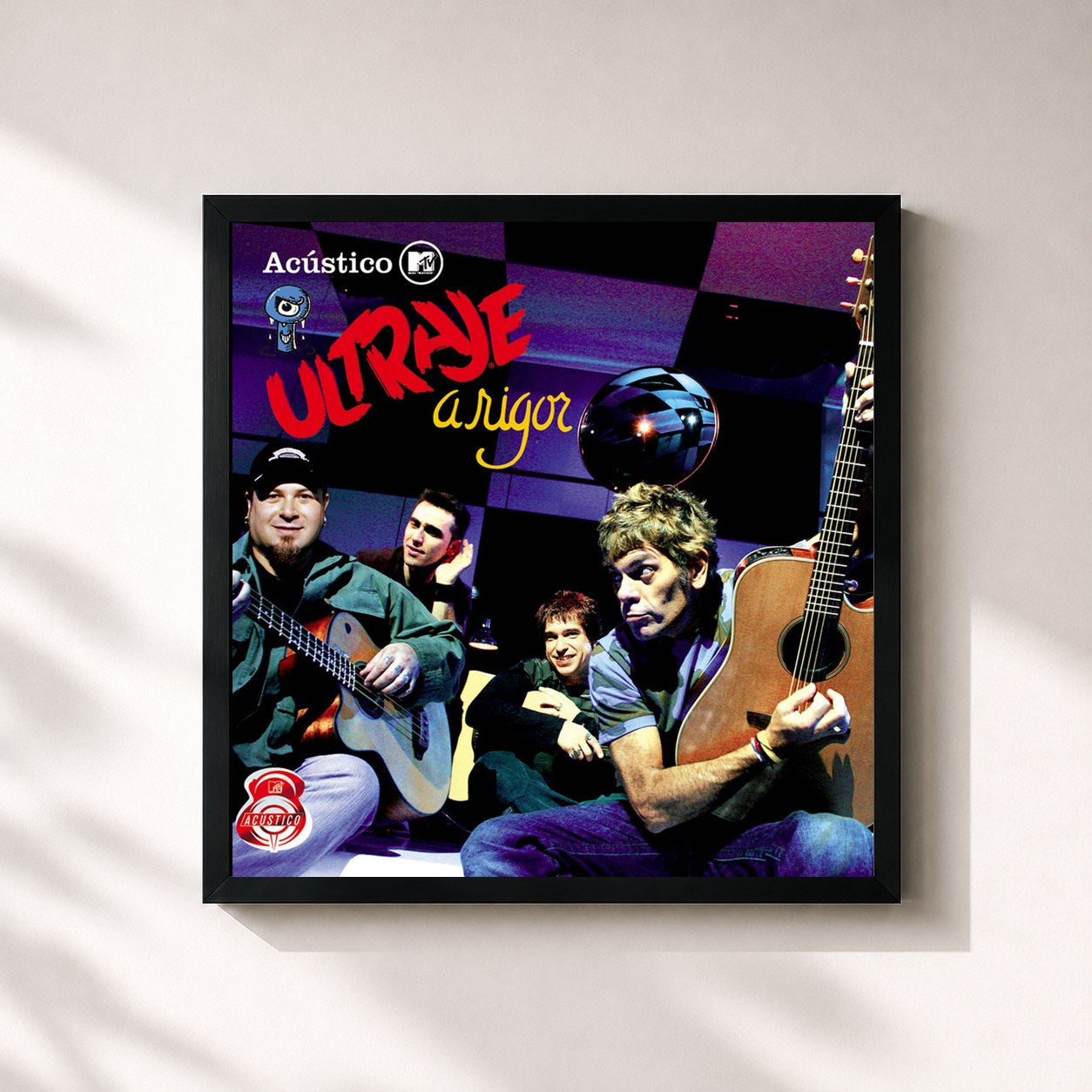 #noir Tableau carré de l'album Acústico Mtv de Ultraje A Rigor, cadre noir 32x32 cm