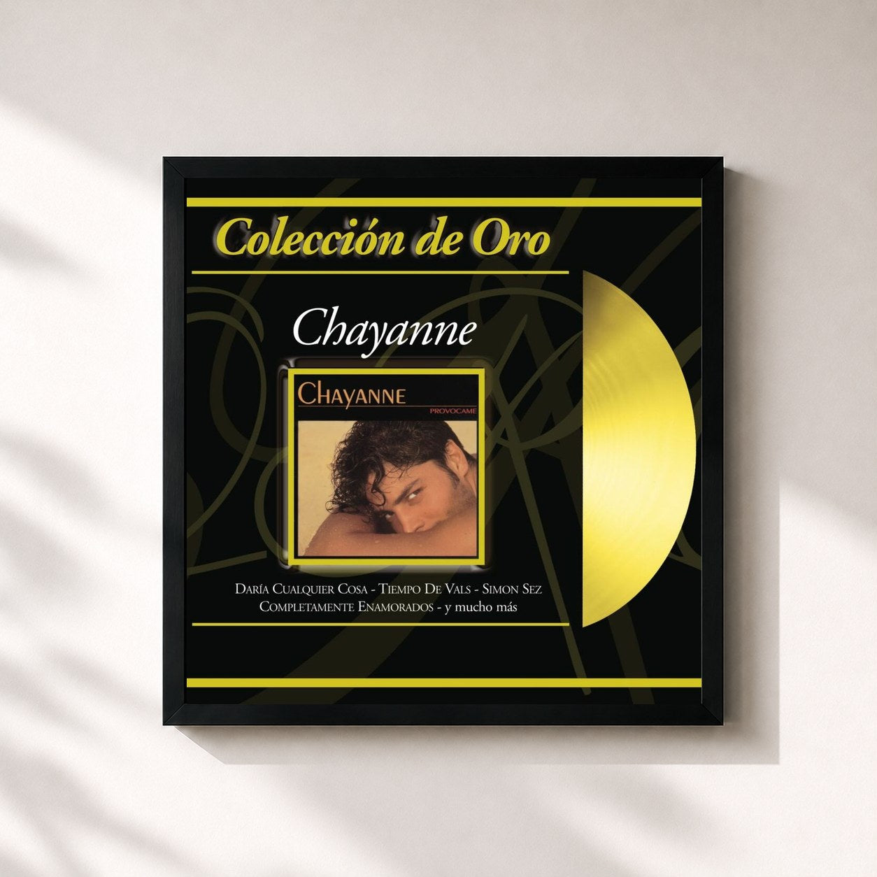#noir Tableau carré de l'album Colección De Oro de Chayanne, cadre noir 32x32 cm