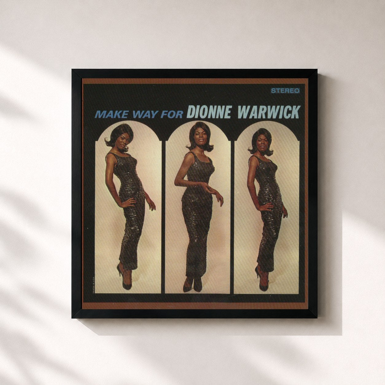 #noir Tableau carré de l'album Make Way for Dionne Warwick de Dionne Warwick, cadre noir 32x32 cm