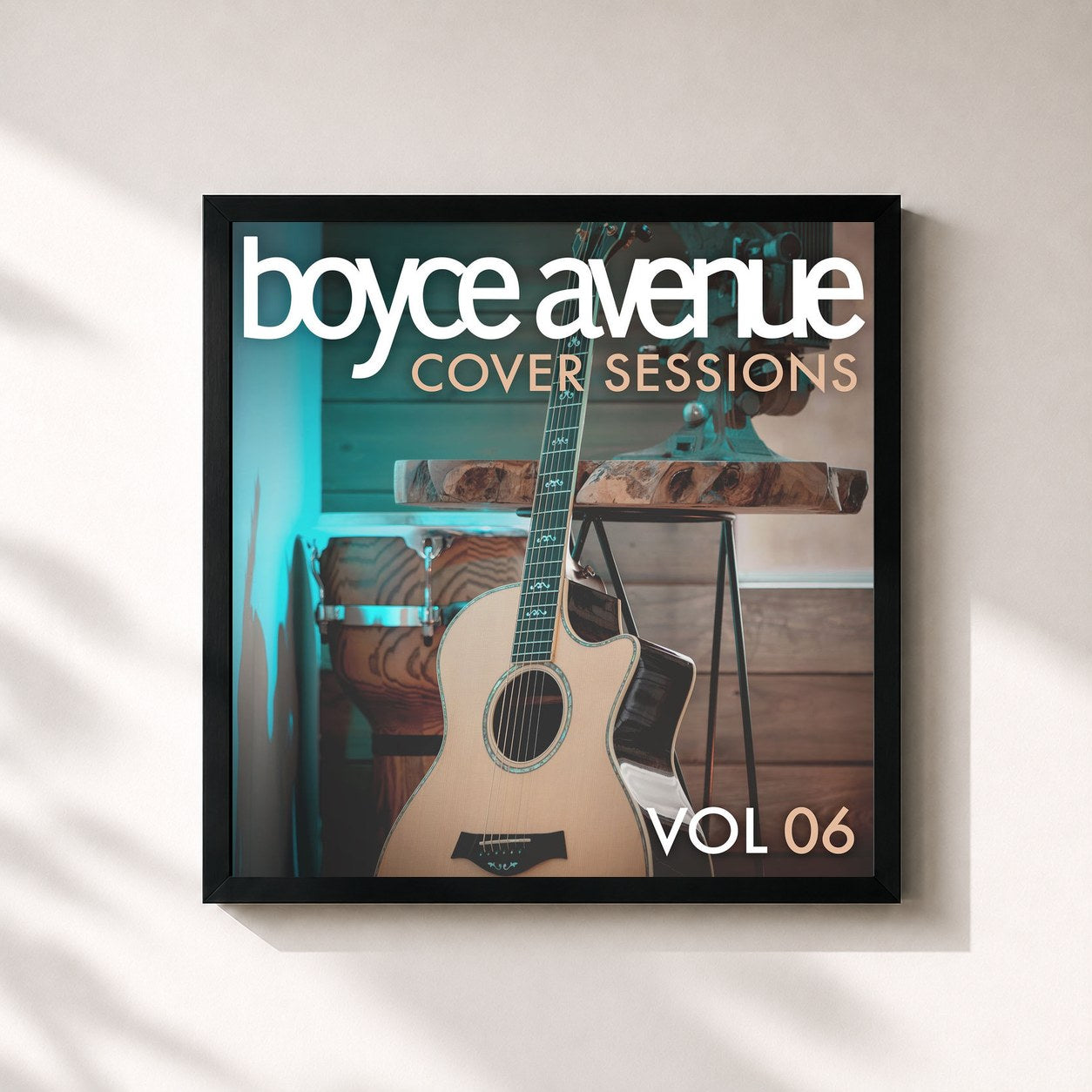 #noir Tableau carré de l'album Cover Sessions, Vol. 6 de Boyce Avenue, cadre noir 32x32 cm