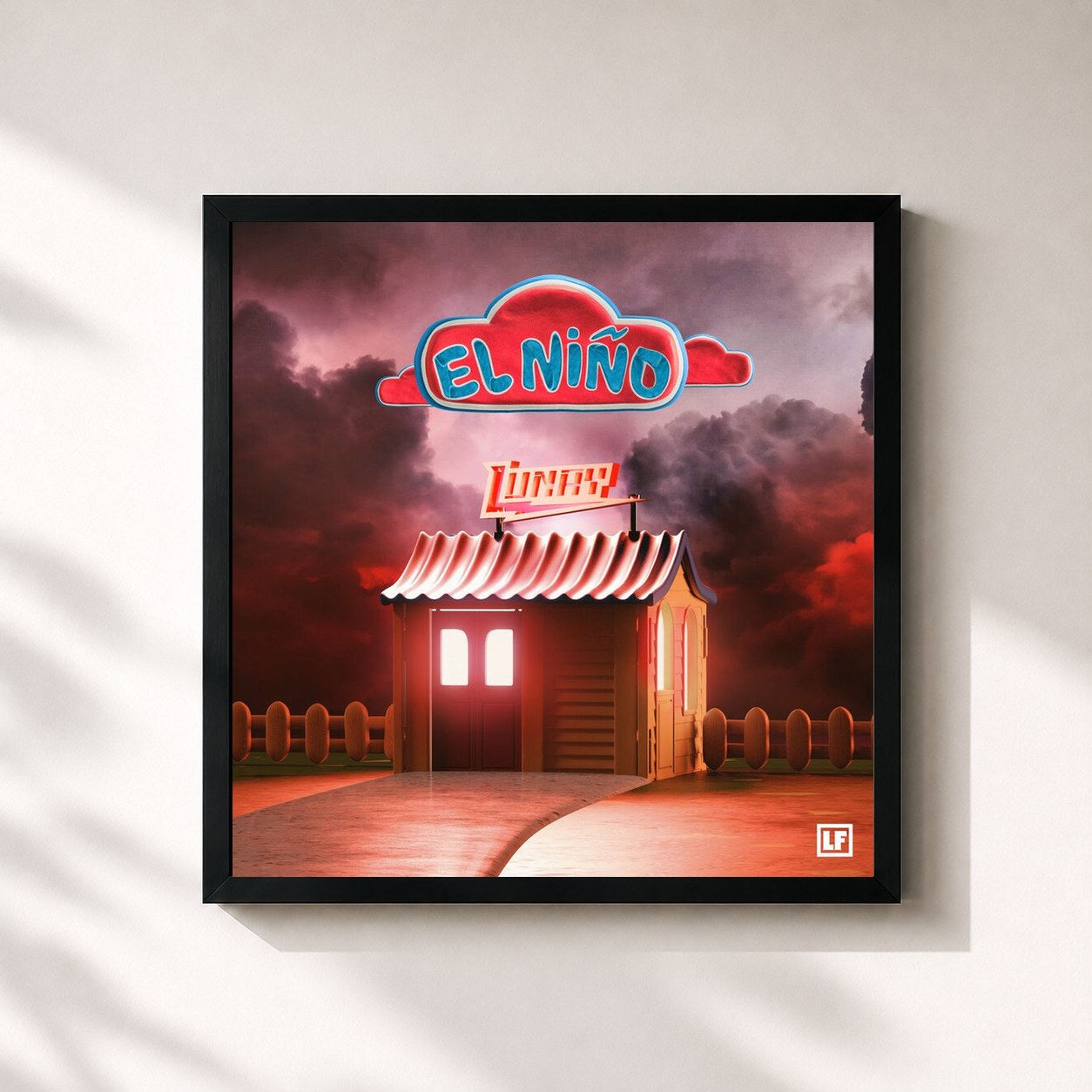 #noir Tableau carré de l'album El Niño de Lunay, cadre noir 32x32 cm