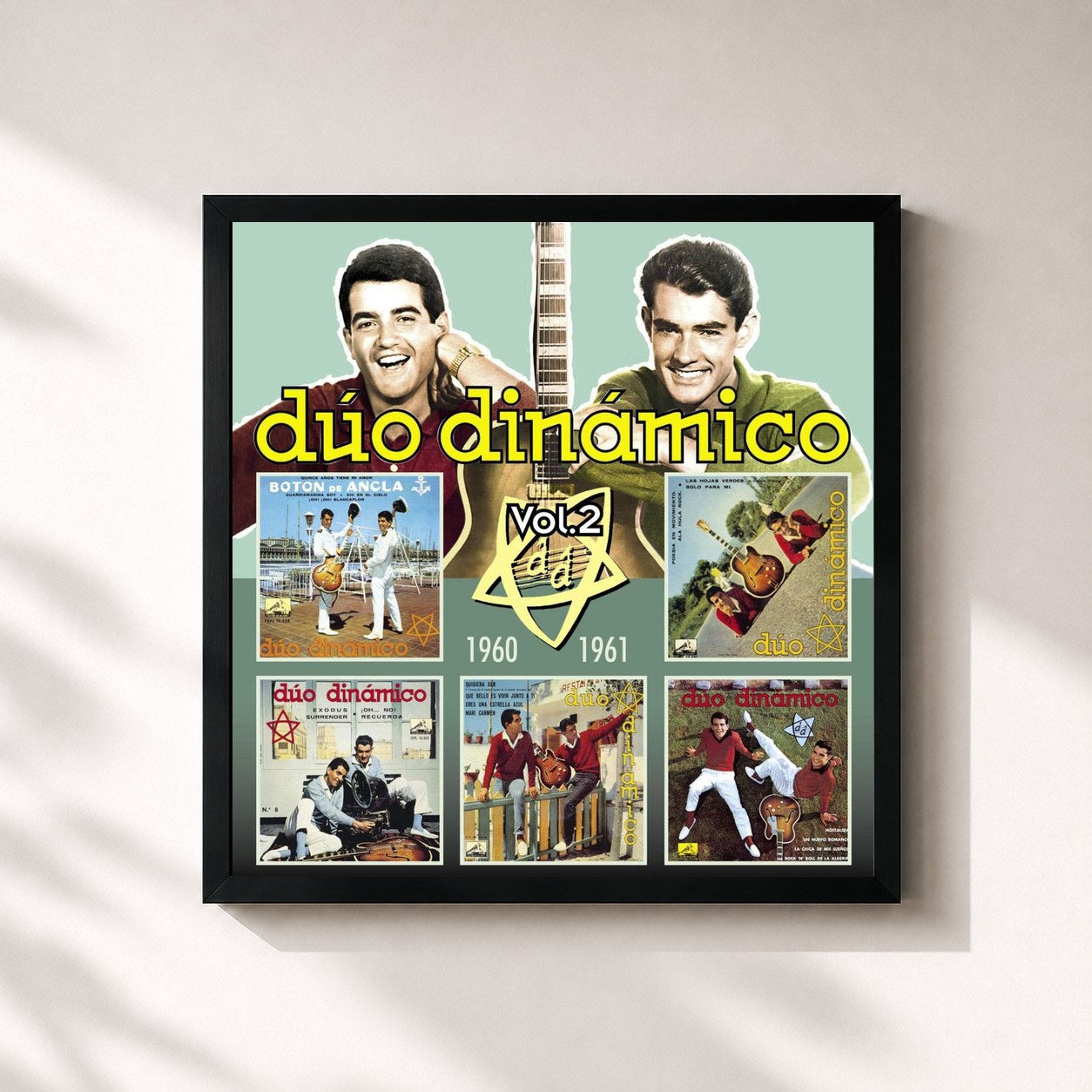 #noir Tableau carré de l'album Los Ep'S Originales Remasterizados Vol.2 de Duo Dinamico, cadre noir 32x32 cm