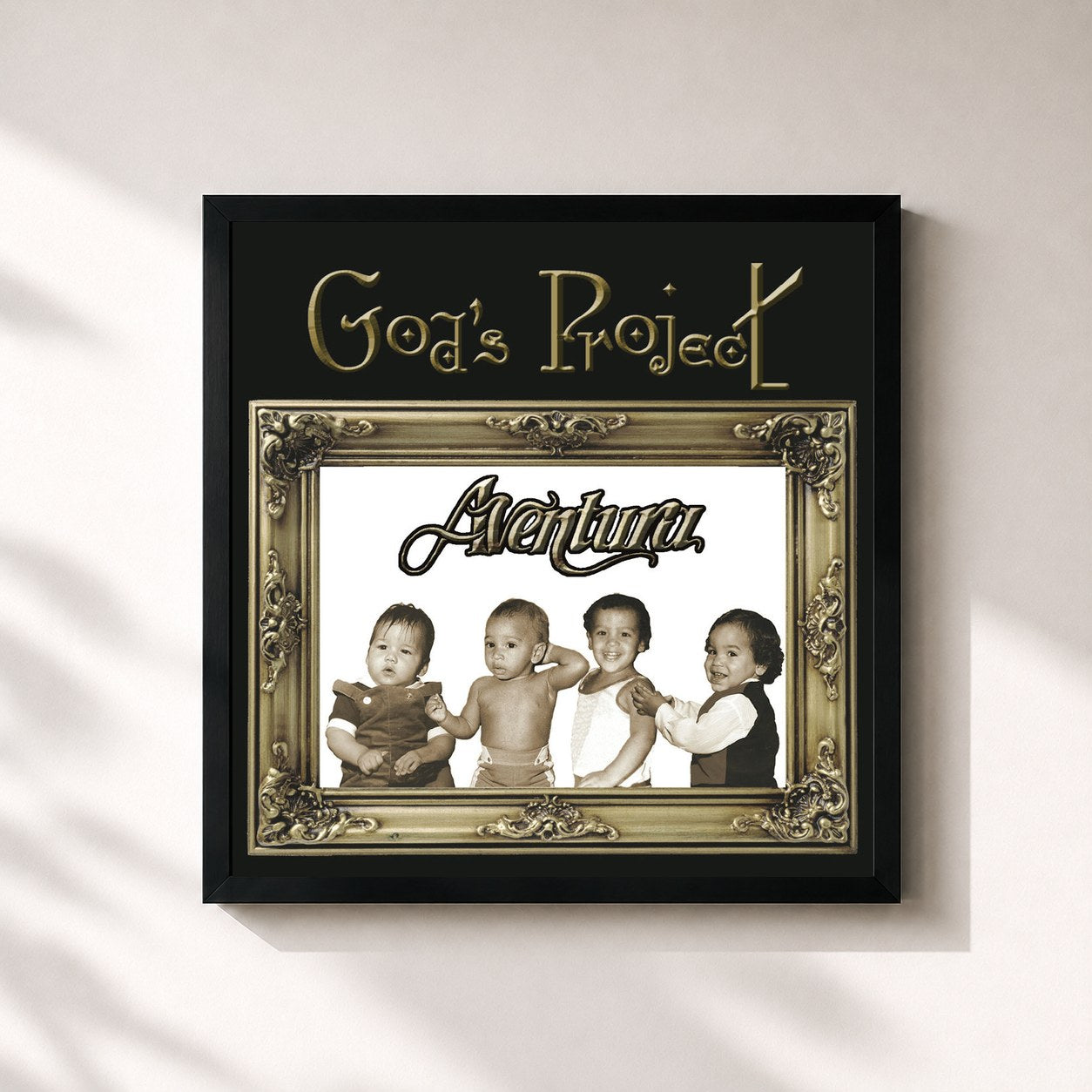 #noir Tableau carré de l'album God's Project de Aventura, cadre noir 32x32 cm