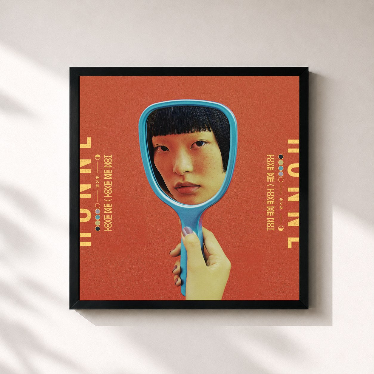 #noir Tableau carré de l'album Love Me / Love Me Not de HONNE, cadre noir 32x32 cm