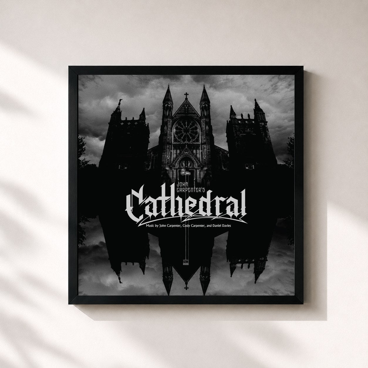 #noir Tableau carré de l'album Cathedral de John Carpenter, cadre noir 32x32 cm