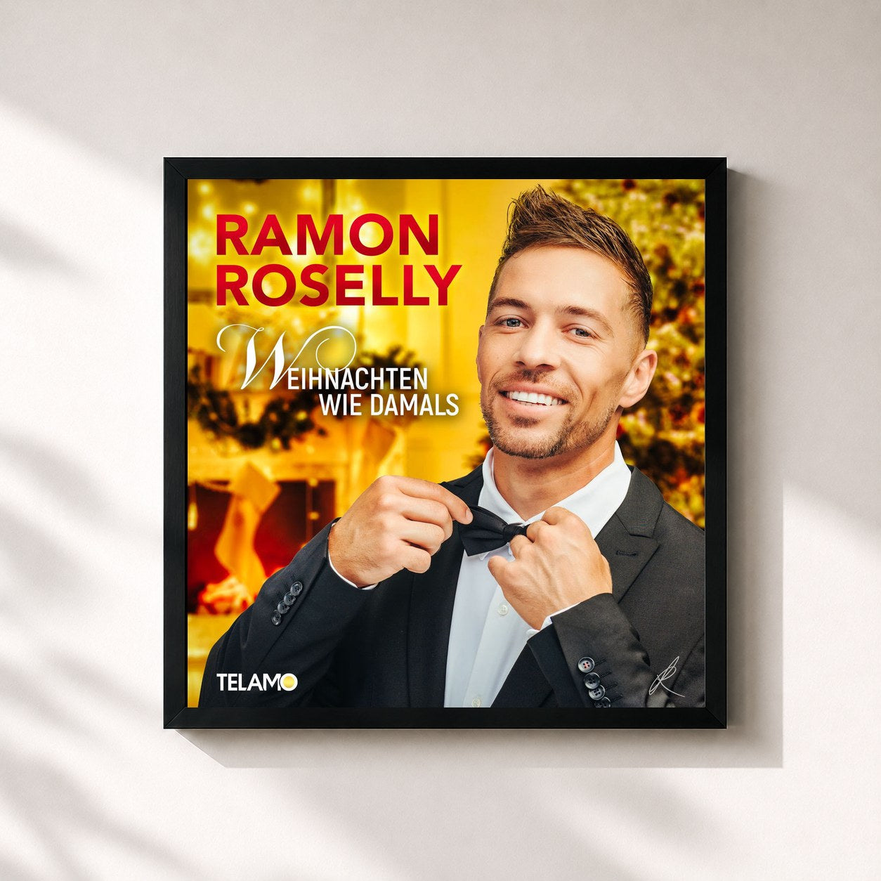 #noir Tableau carré de l'album Weihnachten wie damals de Ramon Roselly, cadre noir 32x32 cm