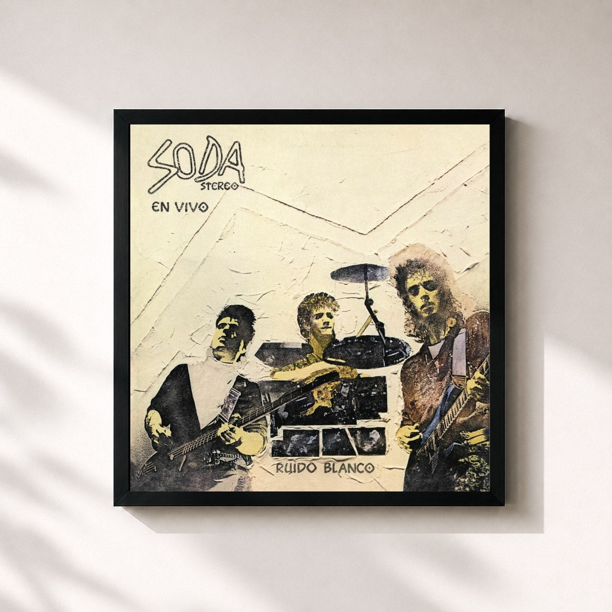 #noir Tableau carré de l'album Ruido Blanco (Remastered) de Soda Stereo, cadre noir 32x32 cm