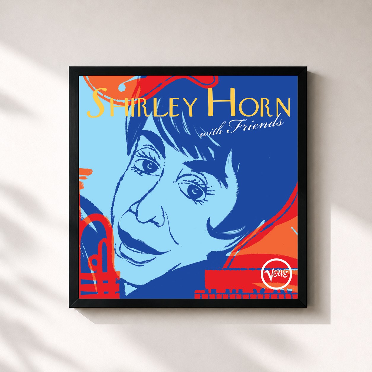 #noir Tableau carré de l'album Shirley Horn With Friends de Shirley Horn, cadre noir 32x32 cm