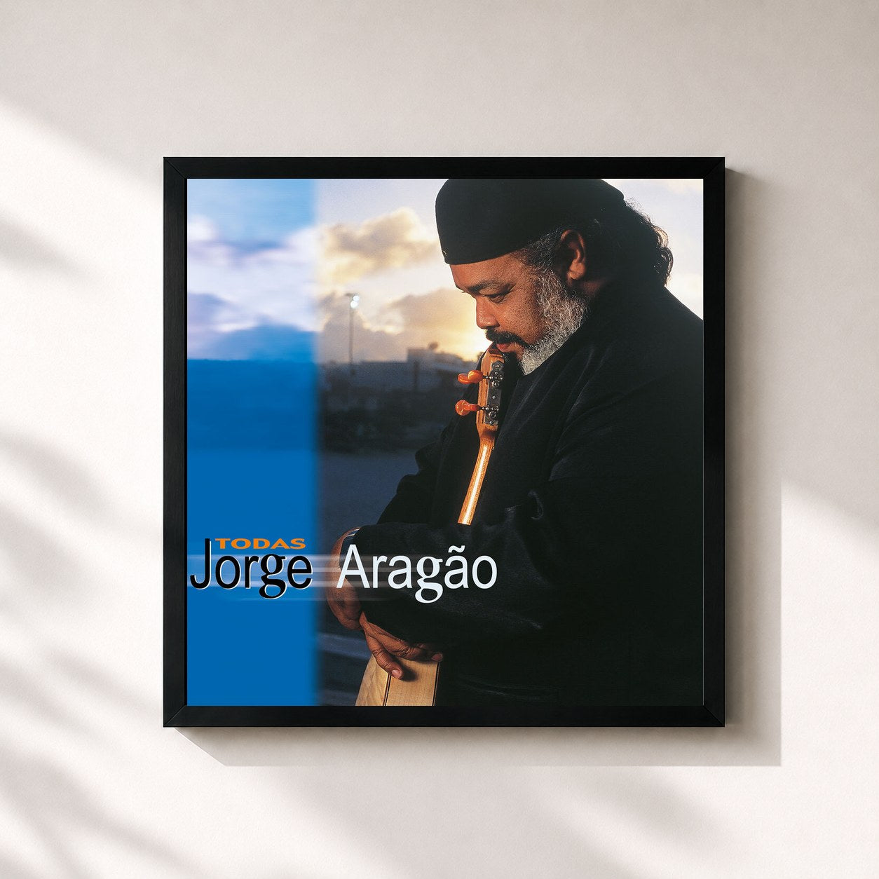 #noir Tableau carré de l'album Todas de Jorge Aragão, cadre noir 32x32 cm
