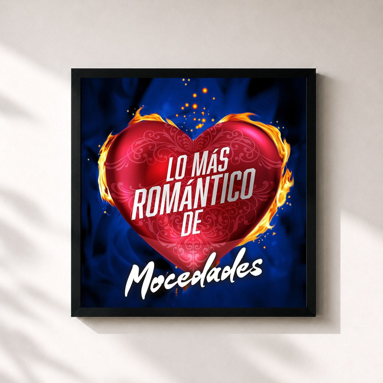 #noir Tableau carré de l'album Lo Más Romántico De de Mocedades, cadre noir 32x32 cm