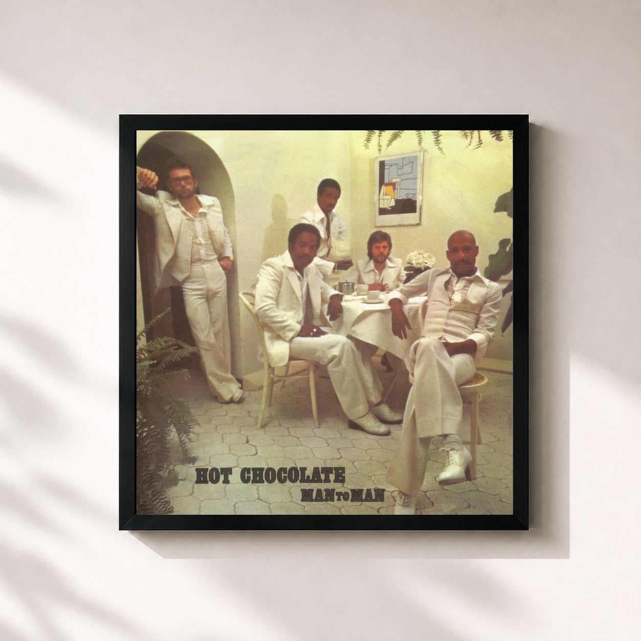 #noir Tableau carré de l'album Man to Man de Hot Chocolate, cadre noir 32x32 cm
