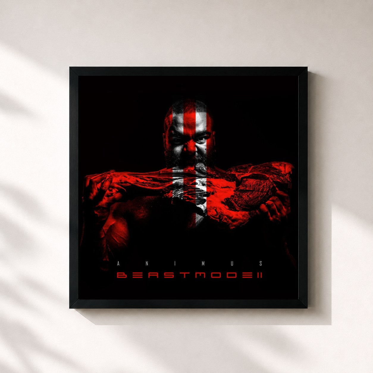#noir Tableau carré de l'album Beastmode II (Beast Edition) de Animus, cadre noir 32x32 cm
