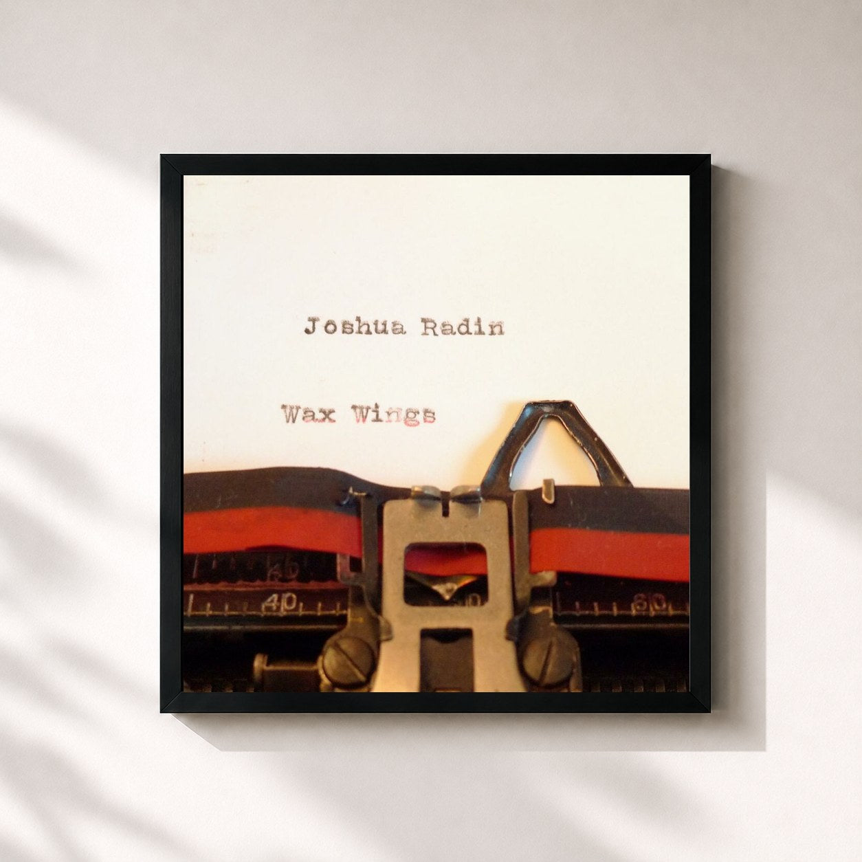 #noir Tableau carré de l'album Wax Wings de Joshua Radin, cadre noir 32x32 cm