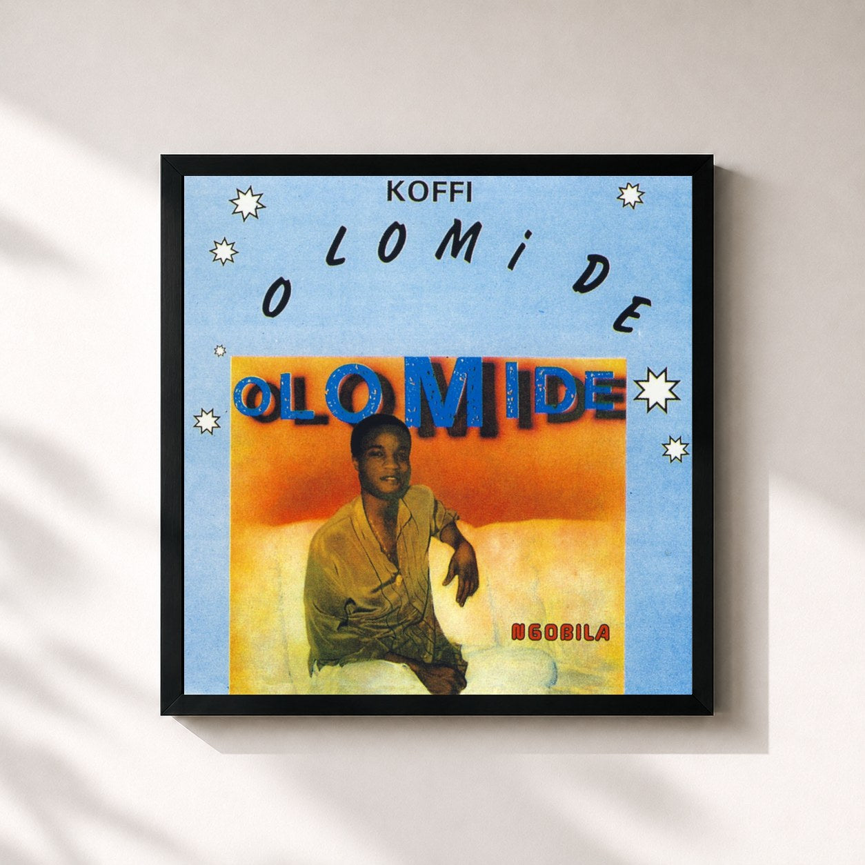 #noir Tableau carré de l'album Ngobila de Koffi Olomidé, cadre noir 32x32 cm