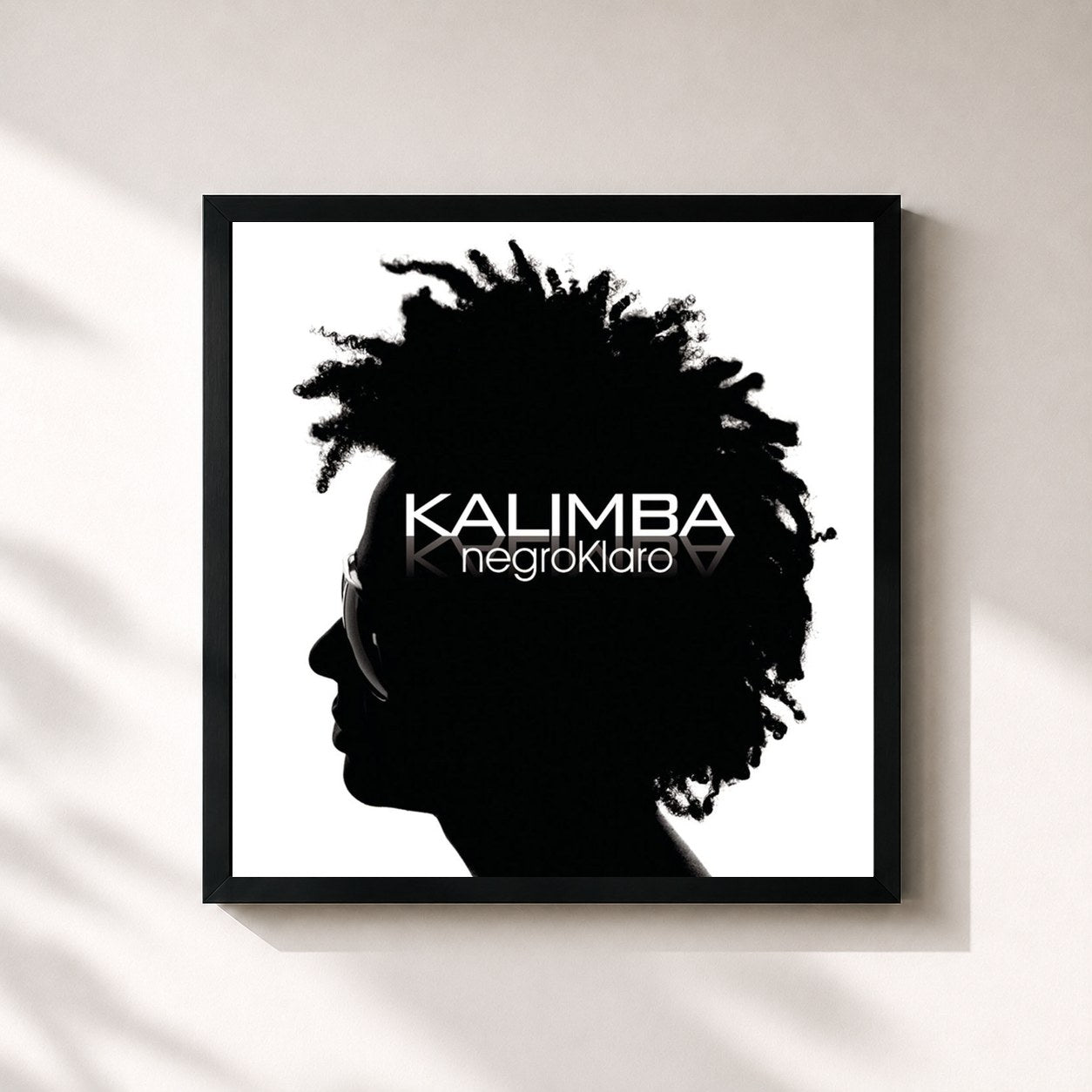 #noir Tableau carré de l'album Negroklaro de Kalimba, cadre noir 32x32 cm