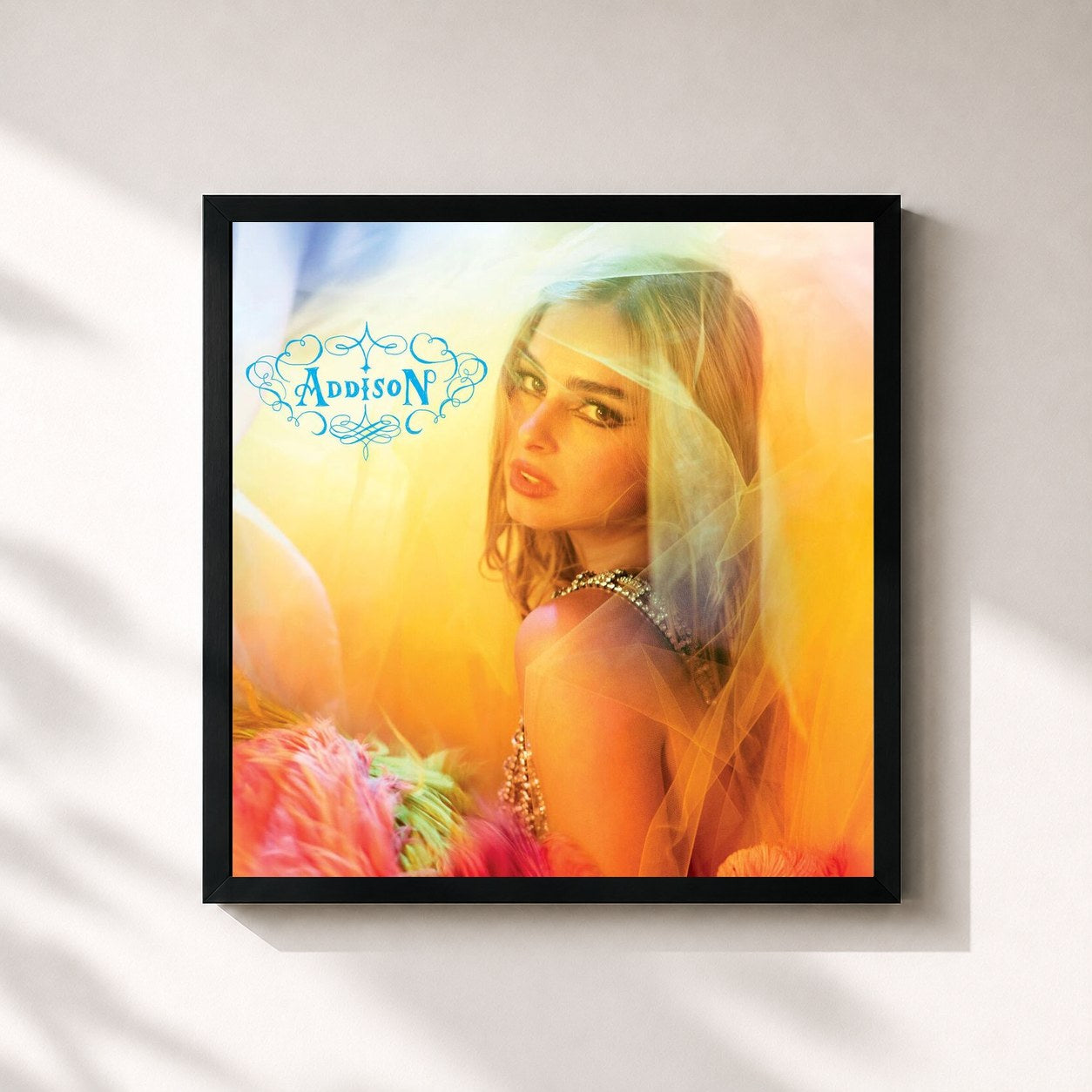 #noir Tableau carré de l'album Addison de Addison Rae, cadre noir 32x32 cm