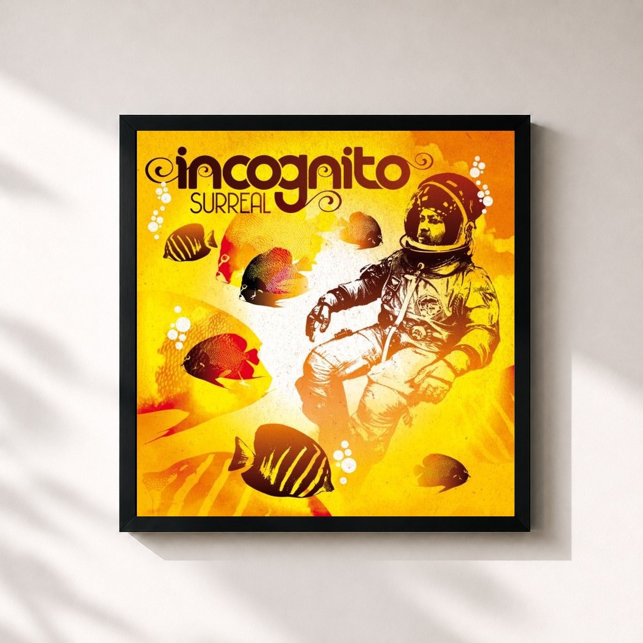 #noir Tableau carré de l'album Surreal de Incognito, cadre noir 32x32 cm