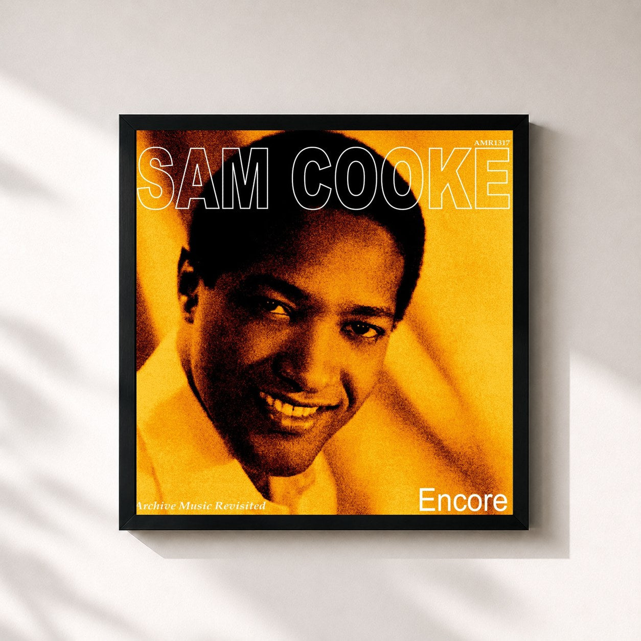 #noir Tableau carré de l'album Encore de Sam Cooke, cadre noir 32x32 cm