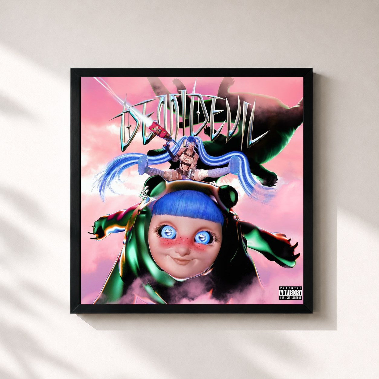 #noir Tableau carré de l'album DEMIDEVIL de Ashnikko, cadre noir 32x32 cm