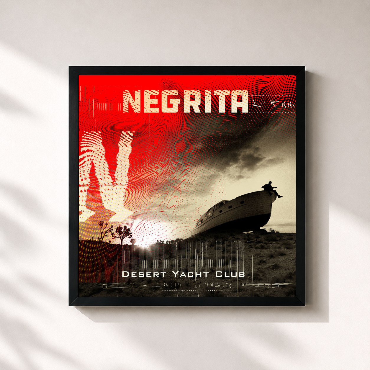 #noir Tableau carré de l'album Desert Yacht Club de Negrita, cadre noir 32x32 cm
