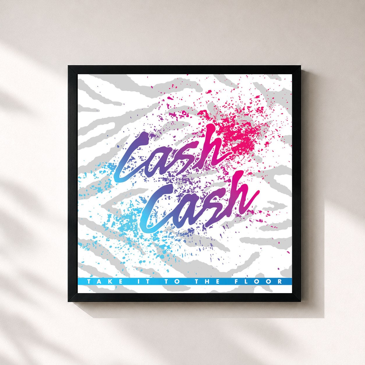 #noir Tableau carré de l'album Take It To The Floor de Cash Cash, cadre noir 32x32 cm