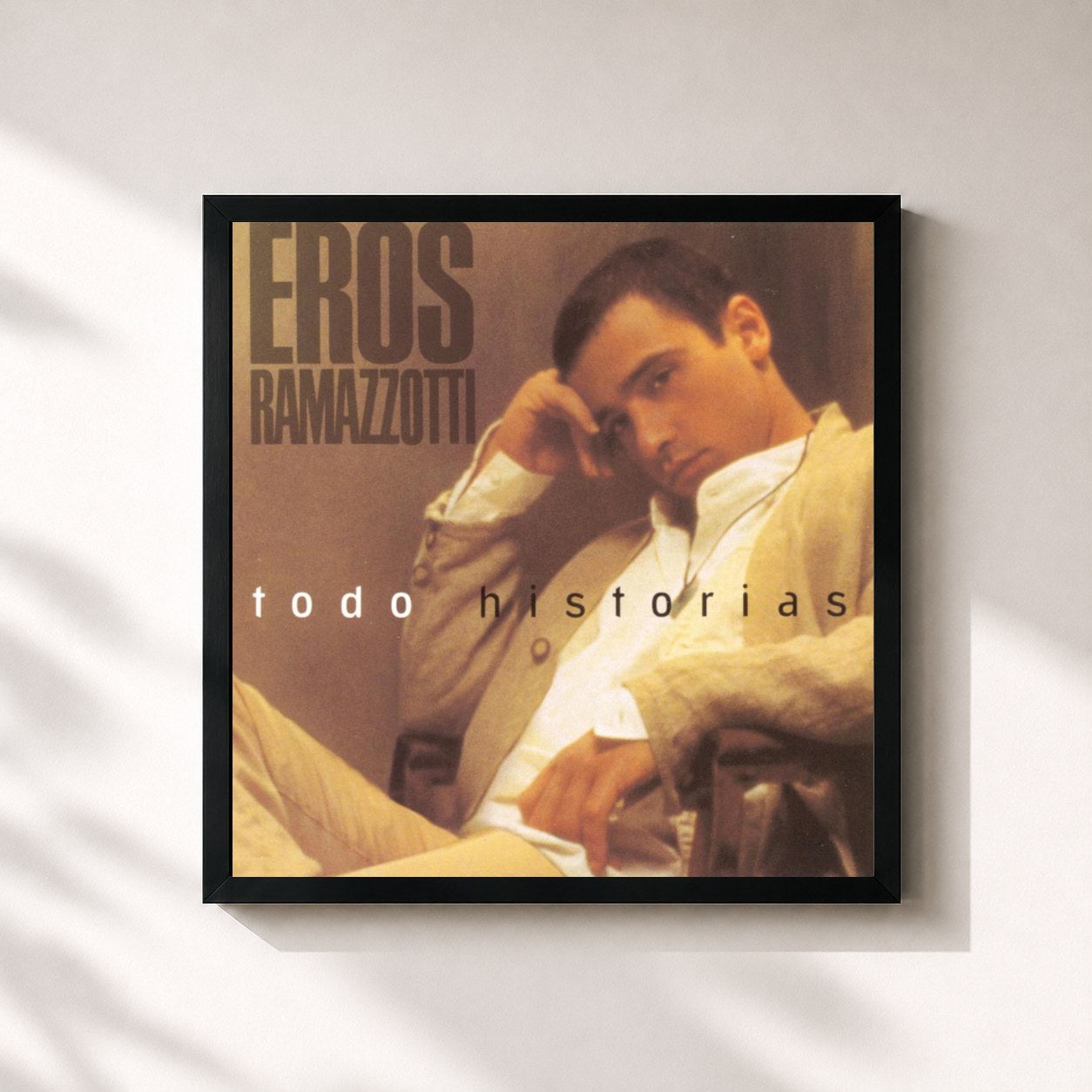 #noir Tableau carré de l'album Todo Historias de Eros Ramazzotti, cadre noir 32x32 cm