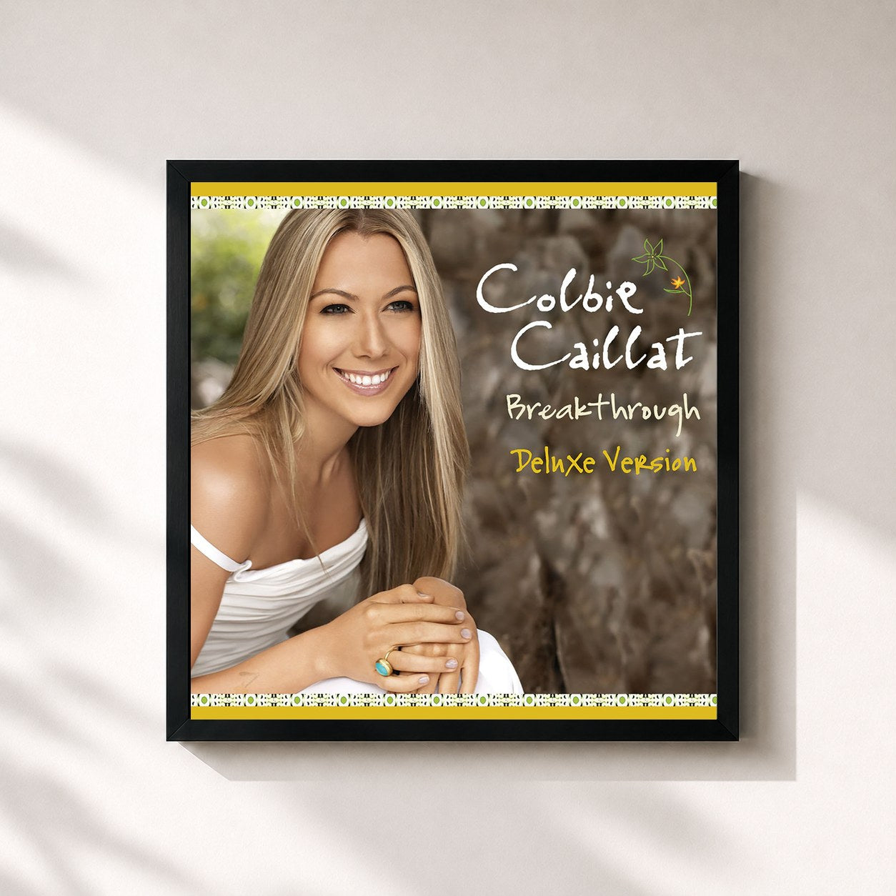 #noir Tableau carré de l'album Breakthrough (Int'l Deluxe Version) de Colbie Caillat, cadre noir 32x32 cm