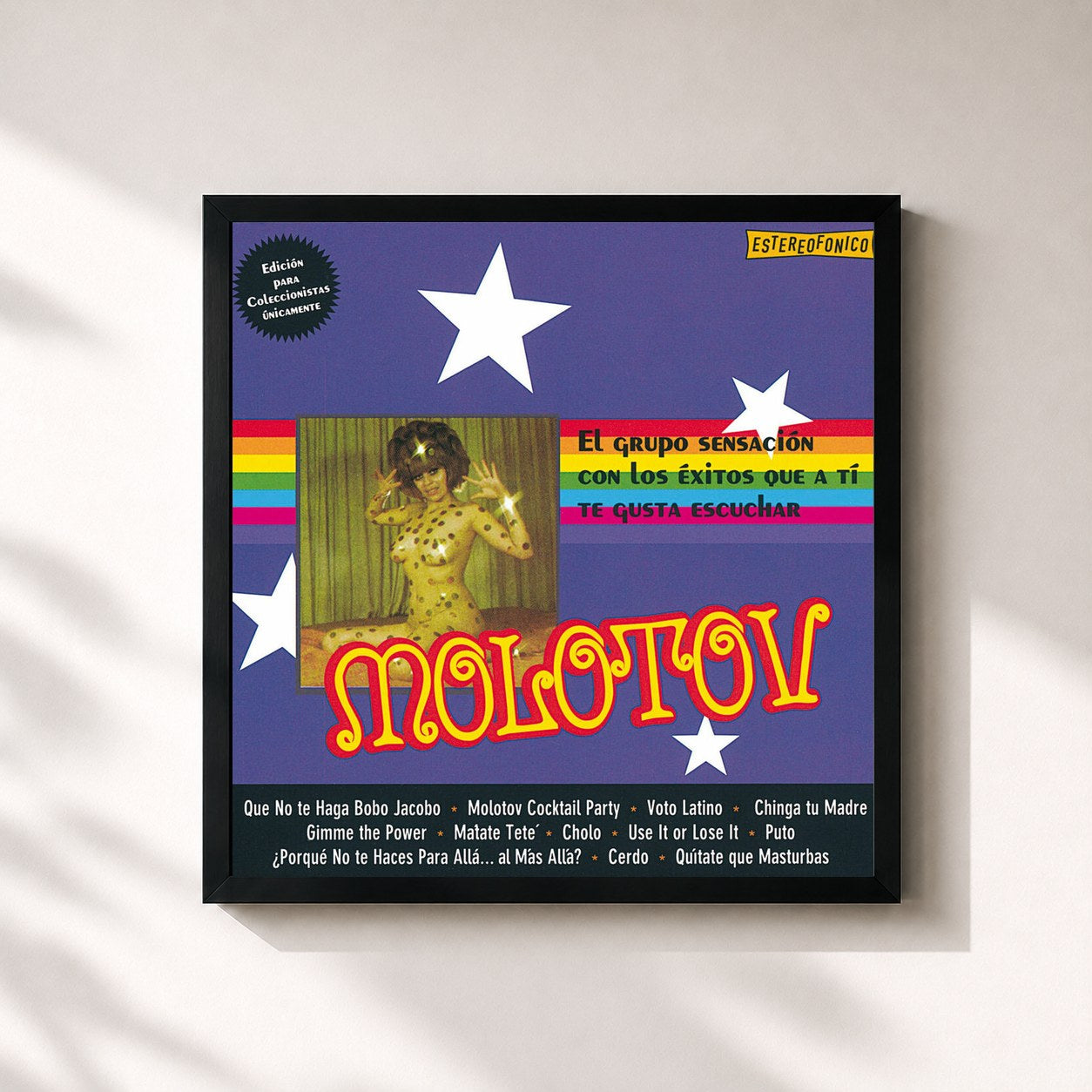#noir Tableau carré de l'album Donde Jugaran Las Niñas de Molotov, cadre noir 32x32 cm